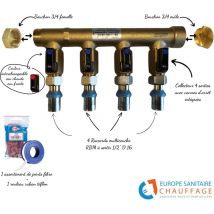 ESC - Collecteur avec vannes intégrées, raccords multicouche, bouchons, joints ... Version 4 sorties