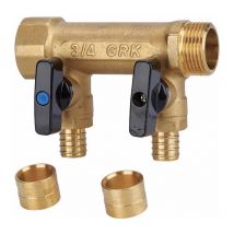 Collecteur avec vannes per à glissement GRK m/f - 3/4 - diamètre 16 mm - 2 sorties