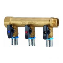 GRK - Collecteur avec vannes per à sertir m/f - diamètre 16 mm - 3 sorties