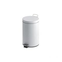 Poubelle métal blanc 20 litres ronde à pédale - Maxiburo
