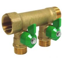 Fixoconnect - Collecteur distribution laiton FM3/4' Portée plate Mini-vannes 2 départs 1/3 302510206