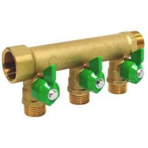 Fixoconnect - Collecteur distribution laiton FM3/4' Portée plate Mini-vannes 3 départs 1/2 302510207