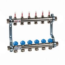 Watts - Collecteur inox 1 (26/34) Plancher chauffant nu - 7 départs mâle 3/4 (20/27) ek