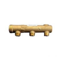 GRIPP – Nourrice chauffage 26X34 3 départs 15X21 – Collecteur – Nombre de sortie(s) : 3, Matières : Acier, Configuration raccord : mâle-mâle, Entraxe 