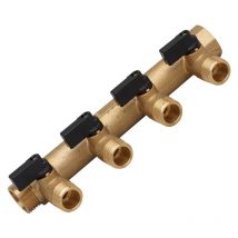 Modularer Sanitärverteiler Male Female 20x27 mit Ventilen 4 Abzweigungen 15x21 Male