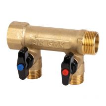 GRK - Modularer Sanitärverteiler Male Female 20x27 mit Ventilen 2 Abzweigungen 15x21 Male