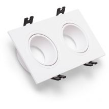 Collerette Downlight Carré Orientable pour deux Ampoules LED GU10 / GU5.3 Coupe 75x150 mm Blanc