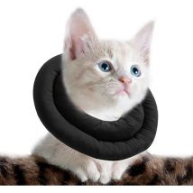 Collerette pour Chat réglable, Collier De Récupération Doux pour Chat, Collier De Protection pour Animaux Après Chirurgie (s, Noir)
