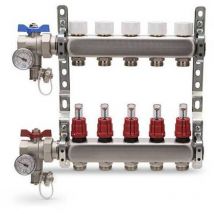 Aton - collettore di distribuzione in acciaio inox completo Misura: 3 vie 1' x 3/4