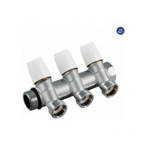 Collettore lineare in ottone cromato modello maxima con rubinetto d'arresto 1x1/2 3 vie Tiemme