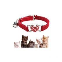 Collier de Chat Ajustable en Velours Doux avec Cloche, Fourniture d'animaux Domestique Mignon