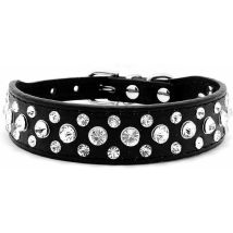Collier de chien en cuir avec strass (noir l) Fei Yu