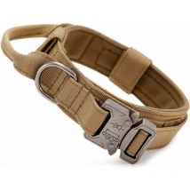 Collier de Chien Tactique avec Poignée de Commande Collier Réglable Militaire en Nylon, Boucle en Métal, Rembourré pour Chiens de Taille Moyenne(L)