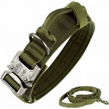 Collier de Chien Tactique de, Nylon, réglable, Collier K9, Boucle en métal Robuste avec poignée et Laisse de Chien Bungee Tactique, Nylon (xl,