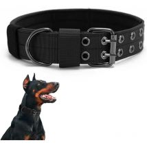 Collier de Chien Tactique- Militaire Collier Réglable Nylon Chien pour Chiens de Taille Moyenne Grand Entraînement (l, Noir)