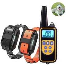 IP67 wasserdichtes und wiederaufladbares Doppel-Hundetrainingshalsband mit 800 m Reichweite mit 99 Vibrationsstufen, Elektroschock und Geräuschmodus.