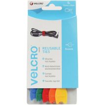 Velcro - Vel-ec60250 Collier De Serrage Auto-agrippant Pour Grouper Partie Velours Et Partie Agrippante (l X L) 200 Mm X 12 Mm Bleu, Vert, Rouge, Oran
