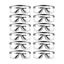 Lot de 12 lunettes de protection, réglables, anti-rayures, verres bleus transparents, pour chantier, bricolage, laboratoire, soudage