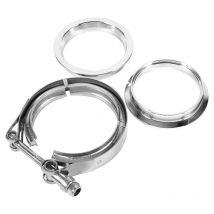 Jeffergarden Collier de serrage en V, collier d'échappement en bande en V de 3 po avec kit de 2 brides, collier de serrage en bande en V en acier