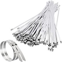 Kcvv - Collier De Serrage Inox 100 Pièces, 200mm×4,6mm Attache Câblées Acier Inoxydable, Collier De Serrage Pour Enroulement D'Échappement, Câbles 