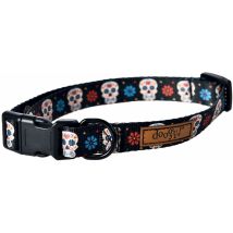 Collier Dia de Muertos – Taille M – 100% Polyester – 35 à 55 cm x 20 mm – Collier pour chien