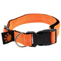 Collier Orange réfléchissant pour chien Fidelami, taille réglabe m/l