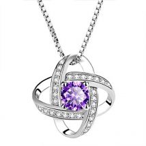Collier pendentif fleur porte-bonheur en diamant héritage classique trèfle à quatre feuilles amour chaîne clavicule coeur éternel(Pendentif diamant