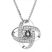 Collier pendentif fleur porte-bonheur en diamant héritage classique trèfle à quatre feuilles amour chaîne clavicule coeur éternel(Pendentif Diamant