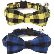 Collier pour chat avec nœud papillon et clochette pour chaton Colliers de sécurité réglables avec nœud papillon amovible Aztèque et tribal - Jaune