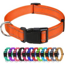 Collier pour Chien, Collier en Nylon Réfléchissant Réglable Classique Convient pour Moyens Chiens, Orange, 2.5cm Largeur