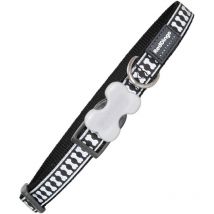 Collier pour chien dingo rouge dingo noir réfléchissant os (1.2 x 20-32 cm)