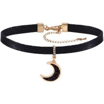 Collier ras du cou Etereauty chaîne noire bijoux pour femme décor cool tempérament match lune tout Halloween collier classique
