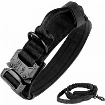 Collier Tactique pour Chien en Nylon réglable K9 Collier Militaire pour Chien avec Boucle en métal Robuste avec poignée, Laisse élastique Tactique