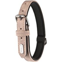 Collier taille xxl 52-62 cm en simili cuir et néoprène delu, couleur taupe. pour chien. - Flamingo