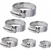 Colliers de serrage, 36 colliers de serrage réglables en acier inoxydable de 6 à 51 mm Assortiment de 8 tailles pour tuyau d'eau familial, réservoir