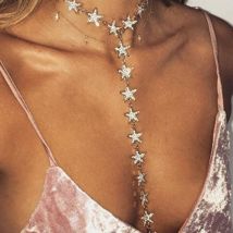 Colliers Strass Colliers Longs Cristal Choker Chain Party Choker Collier Bijoux pour Femmes et Filles (Or) - Ahlsen