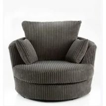 Luxury Life - Dylan Jumbo Cord Fabric Swivel Chair in Grey