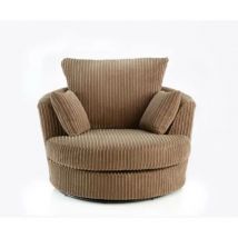 Dylan Jumbo Cord Fabric Swivel Chair in Coffee