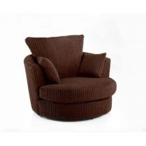 Luxury Life - Dylan Jumbo Cord Fabric Swivel Chair in Chocolate