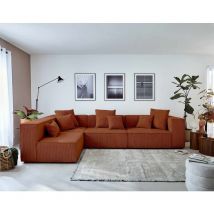 Lisa Design - Colombine – modulares ecksofa links – 5-sitzer – aus cord - terrakotta
