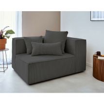 Colombine - module d'assise droit - en velours côtelé - gris foncé