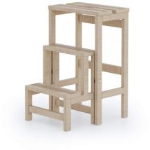 Sgabello in legno di faggio a 3 gradini H57 Cm ribaltabile salvaspazio, COLOMBO
