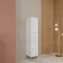 Kiamami Valentina - Bodenstehende Badezimmersäule 150Cm, 2 Türen Und 1 Schublade Weiss Hochglanz Easy