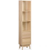 Colonna di stoccaggio decorativa in legno con 3 ripiani e 2 cassetti