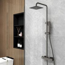 Colonna doccia con miscelatore termostatico, ocean Rubinetto Tondo 280x40mm con Soffione Quadrato 20x20cm, Saliscendi Doccia Tondo in Acciaio Inox,