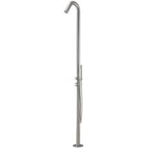 M Rubinetteria - Doccia da esterno modello leccio inox spazzolato acqua calda fredda piscine