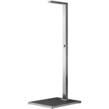 M Rubinetteria - Doccia da esterno inox spazzolato modello faggio con pedana antiscivolo wpc