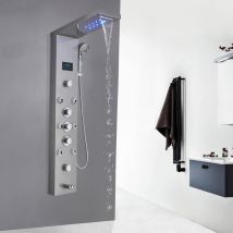 Suguword - Colonna Doccia Idromassaggio con Miscelatore Nickel Spazzolato, Pannello Doccia Acciaio Inox, Doccia Soffione Colonna con Miscelatore da