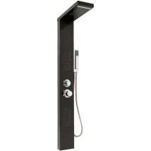 Colonna doccia in acciaio inossidabile,colonna idromassaggio 5 in 1,soffione doccia,doccetta e getti idromassaggio (nero),15 × 47 × 130 cm