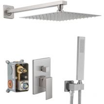 Ugreat - Colonna doccia incasso argento, Kit doccia incasso completo con soffione 20x20cm, Doccetta, Set doccia incasso - RWColonna doccia incasso